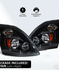 Volvo VNL Headlights Pair 2004-2018 With All Bulbs Included, 12V Plug And Play, Waterproof IP65, DOT Approved, Driver And Passenger