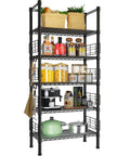 Beefy Five Tier Metal Storage Rack With Adjustable Shelves, 400Lb Total Load, Narrow 21.2W X 9.4D X 59.2H Steel Shelving For Kitchen with items