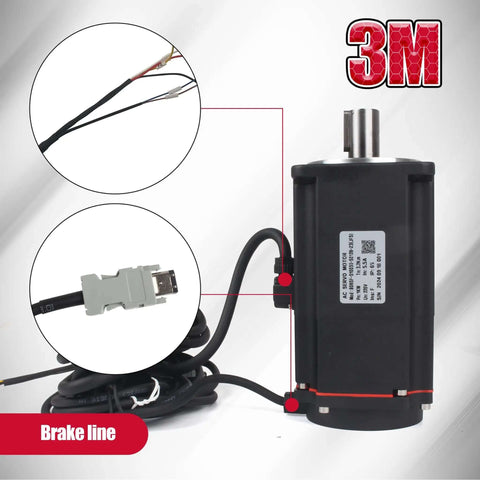 1000W AC Servo Motor Kit With Brake For CNC Machines Plug And Play 220V 5.5A 3000 RPM 17 Bit Encoder RS485 Driver Controller Kit