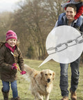 Family walking a dog with a leash secured by a 304 Stainless Steel D Shaped Locking Quick Link Carabiner Set Of 10.