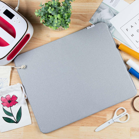 HTVRONT heat press mat, 15x15 inches, gray, double-sided, for heat transfer crafts.