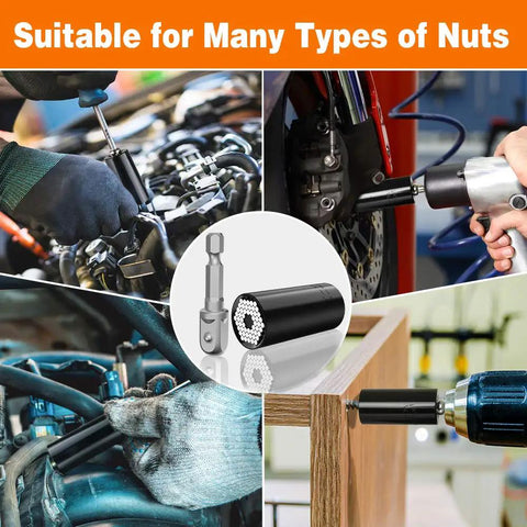 Ultimate Universal Socket Set With Power Drill Adapter Gift For Men Who Have Everything, Handy Grip Tool Kit For Dads Husbands Boyfriends, Dope Gift For Electricians Mechanics Carpenters And DIY Lovers