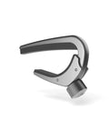 Guitar Capo With Micrometer Tension Adjustment For Buzz Free In Tune Performance On 6 And 12 String Acoustic And Electric Guitars With Radiused Fretboards Built From Strong Aircraft Grade Aluminum, silver capo with tension knob