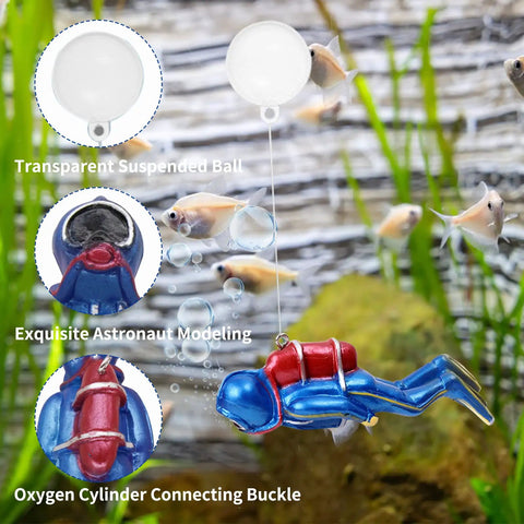 Ultra Realistic Tiny Diver Aquarium Decor Floating Ornament With Line And Suspension Ball Resin Mini Diver Landscape