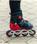 Durable Aluminum Inline Skate Spacers Kit 20 Pieces Self Centering Gasket Bearings And Bushings with red inline skates