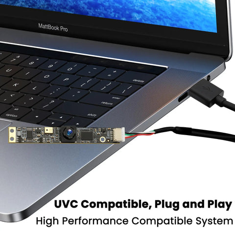 8MP Ultra HD USB Camera With Built In Microphone For 3D Printers connected to a laptop, showcasing plug and play compatibility