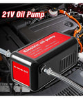 Top Rated 7500mAh Self-Priming Oil Change Pump Compatible With EAFC 140W For Cars And Trucks No Power Cords Needed For Quick Fluid Extraction in vehicle engine bay.
