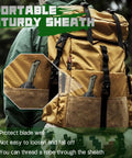 Backpack with Beast Fixed Blade Outdoor Knife With D2 Steel Blade And Toothed Spine, 15 Degree V Edge in sheath