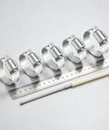 Premium Hose Clamps 24 Piece Set. Heavy Duty Stainless Steel Worm Gear Assortment Kit For Fuel Lines, Plumbing, Automotive Mechanic Repairs Radiator And Garden Hoses Ranging From One Quarter In To Two Inches Wide, five clamps with ruler