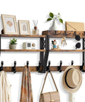 32-Inch Wall Mount Coat Rack With Shelf Must-Have 4-In-1 Key Holder Mail Organizer 12 Hooks Entryway Storage, styled with plants and decor