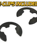 Black E-clips included in Front Wheel Bearing Hardware Kit 10Pc Beefed Up With Hubs Thrust Washers Hub Cap Retainer Washers And E Clips