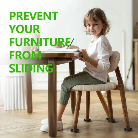 Heavy Duty Non Slip Furniture Pads For Hardwood Floors With Two Inch Round Silicone Caster Cups Under a chair supporting a child.