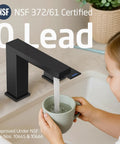 All Metal Matte Black Bathroom Faucet With Pop Up Drain And Overflow, 8 Inch Widespread 3 Hole Vanity, SUS 304 Stainless Steel Build