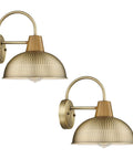 Two Pack Outdoor Wall Lights With Hammered Metal Shade And Gooseneck Arm In Antique Brass Barn Style Sconce For Porch And Exterior Use