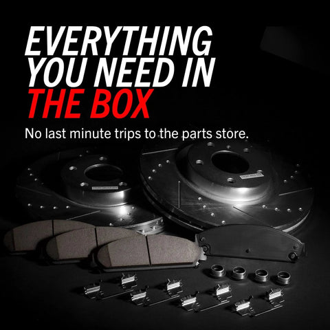 PowerStop brake kit with drilled and slotted rotors and ceramic pads for Honda Accord; two rotors shown