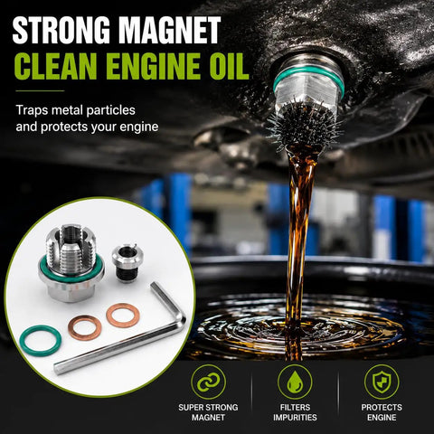 Top Tier Oversize Piggyback Oil Drain Plug Kit That Totally Fixes Worn Engine Threads With Leakproof Seal And Durable Stainless Steel Self Tapping Design Perfect For Quick Car Bike And Boat Repairs, stainless steel with magnet
