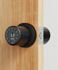 Two Pack Go-To Adjustable Ball Catch Closet Door Latches in silver finish, shown on a wooden door, highlighting durable stainless steel and brass pin.
