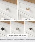 Seaside Cottage Starfish Cabinet Knob Set 1-3/8 Inch Vintage Antique White 5 Pack Drawer Knobs For Cabinets And Dressers Coastal Kitchen Hardware Upgrade shown in before-and-after cabinet update
