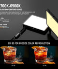 Two Pack Bi Color LED Video Lights With 59 Inch Tripod Stands And Phone Holders, 2700K To 6500K Dimmable Studio Lighting image