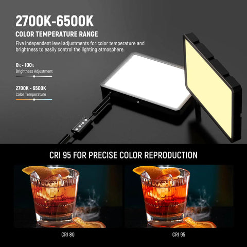 Two Pack Bi Color LED Video Lights With 59 Inch Tripod Stands And Phone Holders, 2700K To 6500K Dimmable Studio Lighting image