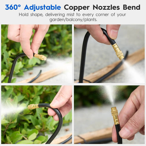 Automatic Drip Irrigation Kit With Five Sixteenth Inch Tubing Copper Atomizing Nozzles For Garden Lawn And Greenhouse