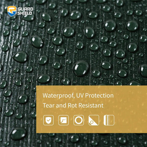 Close-up of waterproof surface on Heavy Duty Green Silver Poly Tarp Cover 10x20 Feet Waterproof 16mil Tarpaulin With Grommets