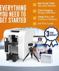 Single Side ID Card Printer Bundle With Ribbon 100 PVC Cards Card Imaging Software Web Camera Free Tech Support Front And Back Printing Ready By Reinsert Easy Setup Card Maker Kit displayed with components