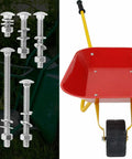Heavy Duty 14 Piece 304 Stainless Steel Wheelbarrow Bolts And Nut Kit With Carriage Bolts shown with red wheelbarrow