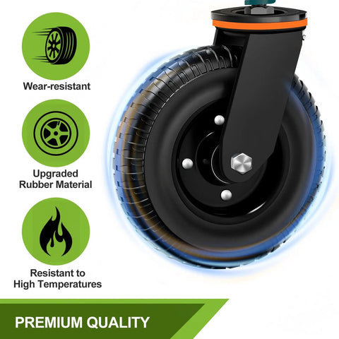 Heavy Duty 6 Inch Gate Wheels For Metal Tube And Wooden Fences, 500 Lb Capacity Per Wheel, 360 Degree Rotation, close-up