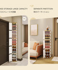 Slick Black Rotating Shoe Rack Corner Organizer With Smooth Lazy Susan Turntable Design For Tight Spaces Keeps Kicks Neatly Arranged In Closet Entryway, showcasing adjustable shelves and large capacity.