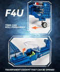 F4U Corsair WW2 Fighter Jet Building Block Set With 440 Pieces showing rolling tires and transparent cockpit detail.