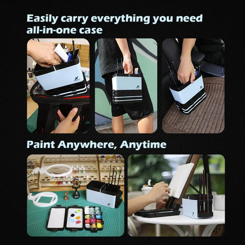 Portable All In One Modular Painting Station With Wet Palette, Brush Cleaners, Holders And Lid For Miniatures And Warhammer Hobbyists