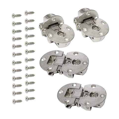 90 Degree 3D Adjustable Concealed Flap Lid Hinge 35mm Cup for Furniture Cabinets Wardrobes Nickel Plated Zinc Alloy Heavy Duty 10kg Load Pack of 4 Durable Build For Everyday Use, screws included