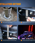 Installation steps for 3 Foot LED Whip Light With Aluminum Base Red Color Safety Warning Pole Antenna for vehicles.