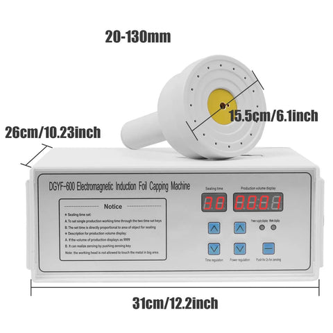 Hella Reliable Portable Handheld Induction Sealer With Digital Display Adjustable Time And Power Fits 20Mm To 130Mm Bottle Caps 110V Hermetic Foil Sealer For Hustlin Makers Every Single Day