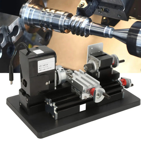 Eryue Mini Metal Lathe Precision Tool With 20000Rpm Speed, showcasing motor and components for crafting soft metals and plastics.