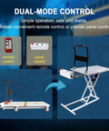 Dual-mode control image showcasing Heavy Duty Electric Hydraulic Lift Table Cart With 48V Power Handling Up To 661 Pounds.