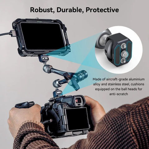 Rosette 11 Inch Magic Arm With Ball Head And Anti Twist Pins For Cameras Ipads Monitors Led Lights Smartphones And Action Cameras