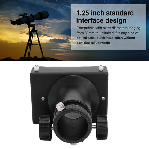 1.25 Inch Telescope Focuser With Adjustable Focus Tension And Locking Knob for DIY reflector telescopes shown with night sky.
