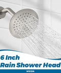 Tub And Shower Faucet Set With Valve In Brushed Nickel No Fuss Install, 6 Inch High Pressure Showerhead, Modern Look
