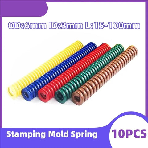 Ten Piece Heavy Duty Compression Spring Sets For Die Mold Loading 60mm Length Industrial Grade Steel Springs Built To Last And Handle Serious Load Pressure In Manufacturing Workflows Like A Champ with color-coded compression springs.