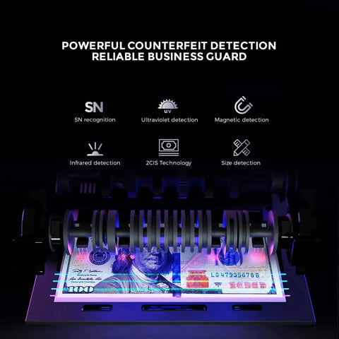 Bank Grade Money Counter For Mixed Denominations With Printer Enabled, Serial Number Tracking And Counterfeit Detection display