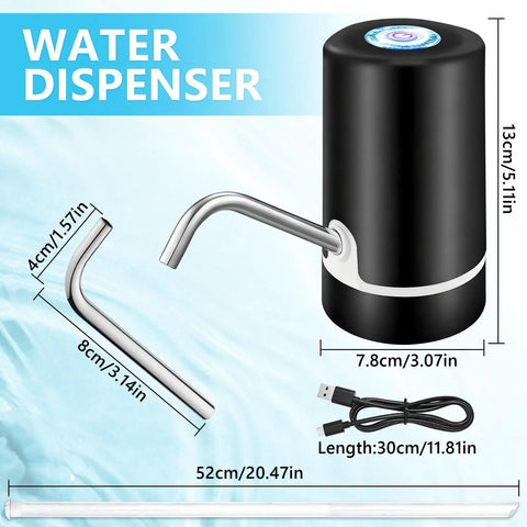 5 Gallon USB Rechargeable Portable Water Pump For Water Jugs With Auto Stop And Silicone Caps Ideal For Home Office Camping And Travel Black No Fuss Setup Grab And Go Ready