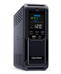 Intelligent LCD UPS System 1500VA 900W With 12 Outlets For Home Office And Media Gear, 6 Battery Backup And Surge Protected, 6 Surge Protected, 2 USB Ports, AVR Mini Tower Black