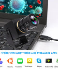 High Speed USB Camera With Global Shutter 90fps 2MP 1920x1200 for Crisp Fast Action, 4x Varifocal Zoom connected to laptop