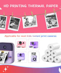 6 Rolls Instant Camera Print Paper Refill For HD Photos, Glossy Thermal Paper With Durable White Finish, Rich Color Quality, Long Lasting Prints, No Fuss Replacement, 56 x 25 mm rolls