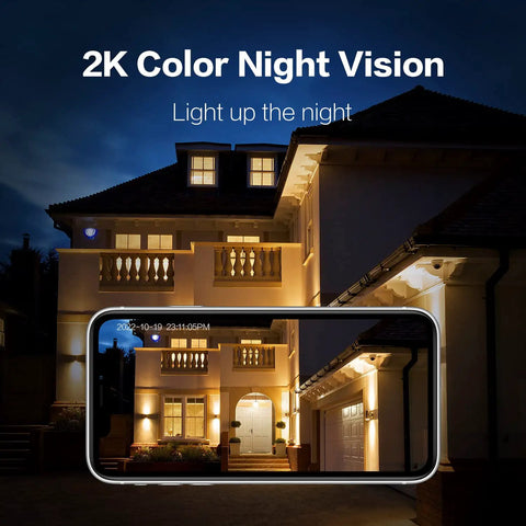 Battery Powered Wireless Outdoor Security Camera With 2K Color Night Vision, 355 Degree Horizontal Pan Tilt And 90 Degree Vertical Tilt view