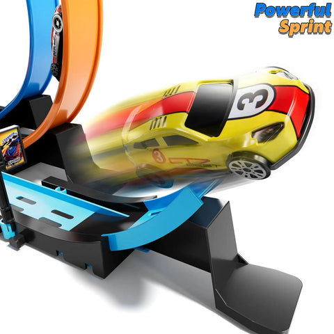 Epic Kids Race Track Gift Set With 35 Plus Pieces Four High Speed Die Cast Cars Four Action Loops And Endless Configurations