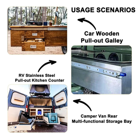 Tough As Nails Heavy Duty Drawer Slides With Lock For Pickup Trucks Side Mount 3 Fold Design 485 Lb Load Rating Built For Tool Boxes Truck Bed Storage RV Compartments And Industrial Cabinets, stainless steel slide for RV kitchen counter