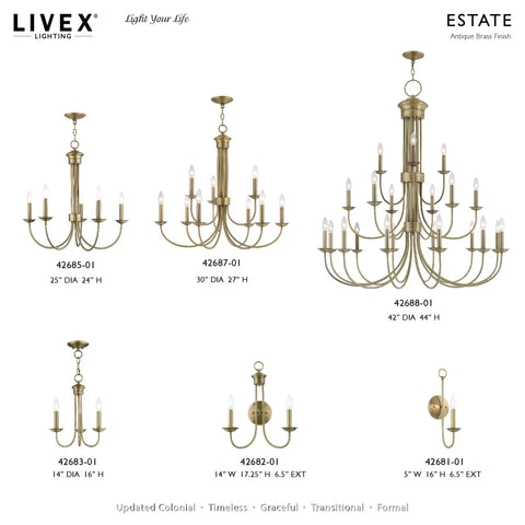 Antique Brass Mini Chandelier Medium Size Ceiling Light Fixture With Traditional Design, Durable Steel Build, Chic Vibe